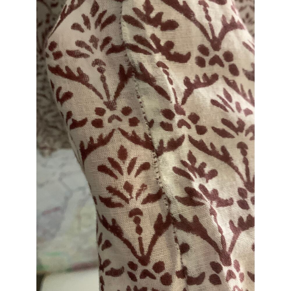 FIGUE 3/4 Sleeve Brown Leaf and Orange Beaded tunic top flaw large - Picture 10 of 15